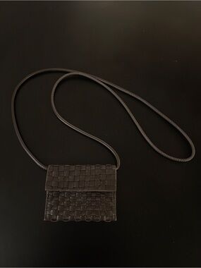 COS BRAIDED LEATHER CARD HOLDER in Brown